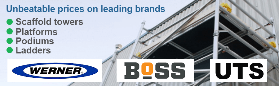 Leading distributors of Boss Scaffold Towers, Werner Ladders and Podiums and UTS Platforms and Towers