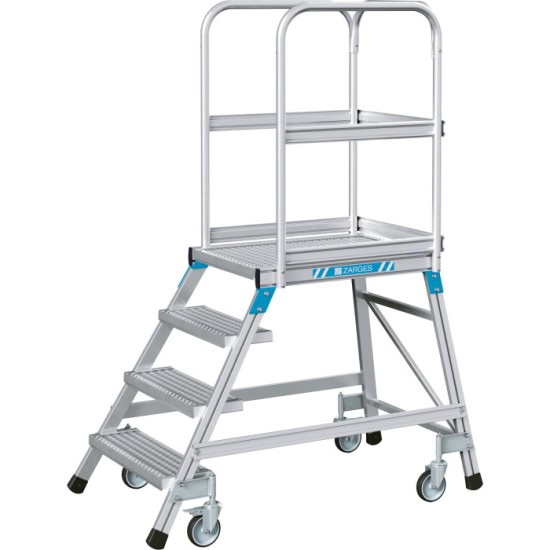 Zarges mobile safety step 4 tread Steel open grid treads and platform