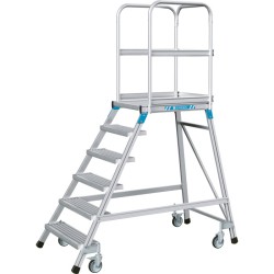 Zarges Mobile safety step 6 tread  open grid steel treads and platform