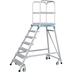 Zarges mobile safety step 7 tread open grid steel treads and platform