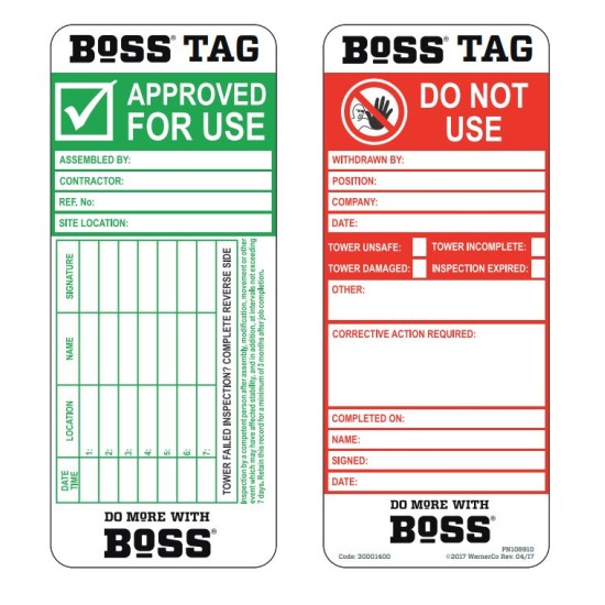 Boss Tag Inserts x 50, specifically designed for Boss Tower systems